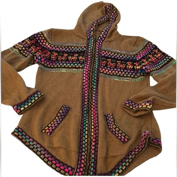 Alpaca knit, cardigans hoodie size small from Peru - Picture 1 of 10